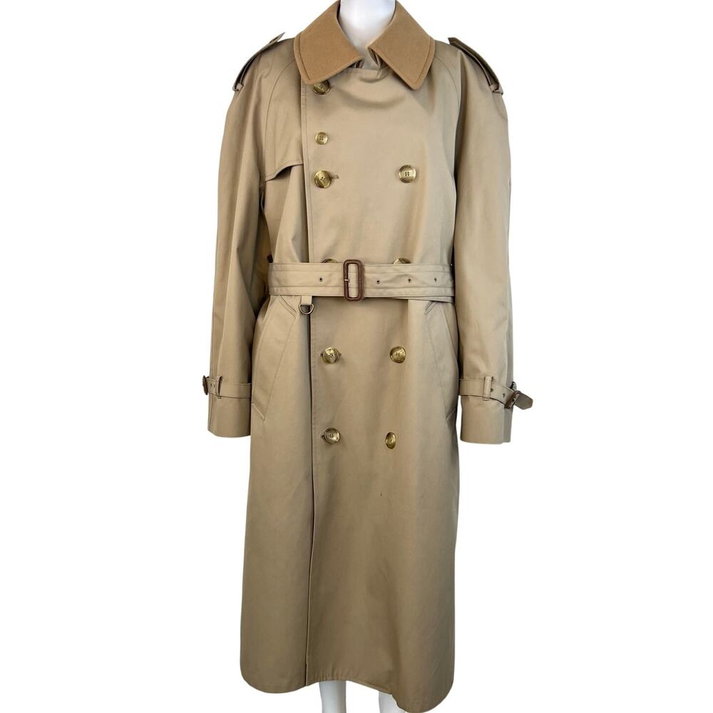Men's Brooks Brothers Beige Tan Cotton Belted Trench Coat Wool Liner (Sz L)